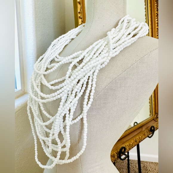 Vintage RARE Signed LES BERNARD White Runway Necklace - Picture 3 of 17